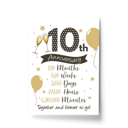 10th Wedding Anniversary Gift Print Mr & Mrs Anniversary Gifts