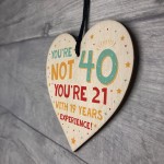 40th Birthday Gift Wooden Heart 40th Decoration 40 Forty Today 