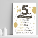 5th Wedding Anniversary Gift Print Mr & Mrs Anniversary Gifts