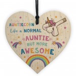 Auntiecorn Wood Heart Unicorn Gift For Auntie Birthday Christmas