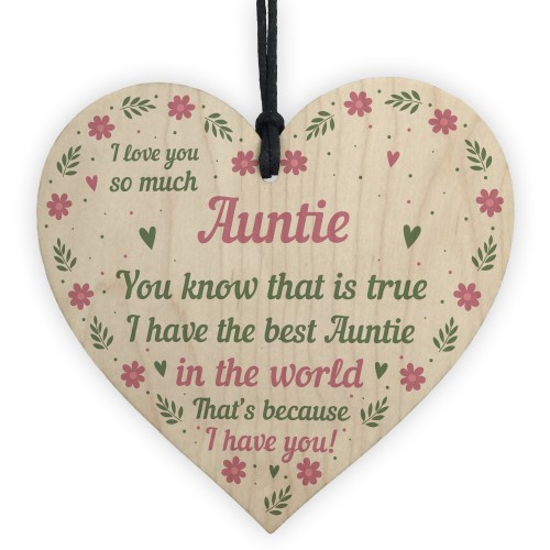 Best Auntie Gift Wooden Heart Birthday Xmas Gifts For Auntie 