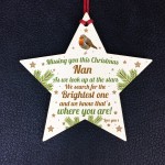 Nan Robin Memorial Chirstmas Tree Bauble Wooden Star Xmas Decor