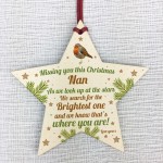 Nan Robin Memorial Chirstmas Tree Bauble Wooden Star Xmas Decor