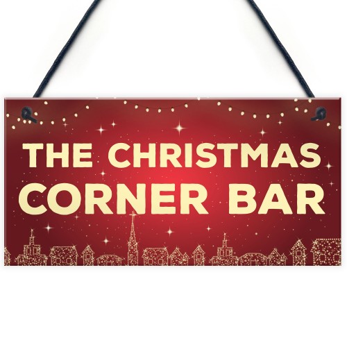 Christmas Corner Bar Novelty Bar Sign For Home Gin Beer Wine