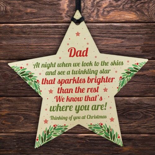 Christmas Star Tree Bauble Decoration Xmas Memorial Gift For Dad