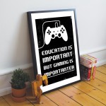 Gaming Sign Gamer Gift Retro Gaming Print Framed Boys Bedroom