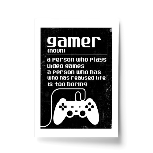 Gamer Gift Funny Gamer Sign Boy Bedroom Decor Retro Gaming Print