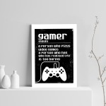 Gamer Gift Funny Gamer Sign Boy Bedroom Decor Retro Gaming Print