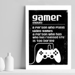 Gamer Gift Funny Gamer Sign Boy Bedroom Decor Retro Gaming Print
