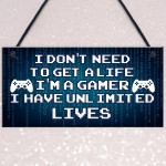 Blue Retro Gaming Sign Funny Gamer Gift Boys Bedroom Man Cave