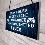 Blue Retro Gaming Sign Funny Gamer Gift Boys Bedroom Man Cave