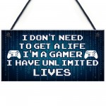 Blue Retro Gaming Sign Funny Gamer Gift Boys Bedroom Wall Art