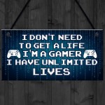 Blue Retro Gaming Sign Funny Gamer Gift Boys Bedroom Wall Art