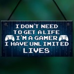 Blue Retro Gaming Sign Funny Gamer Gift Boys Bedroom Wall Art