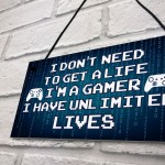 Blue Retro Gaming Sign Funny Gamer Gift Boys Bedroom Wall Art