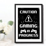 Beware Gaming Sign Boys Bedroom Decor Funny Gamer Gift Framed
