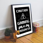 Beware Gaming Sign Boys Bedroom Decor Funny Gamer Gift Framed
