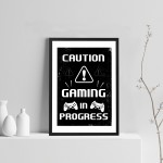 Beware Gaming Sign Boys Bedroom Decor Funny Gamer Gift Framed