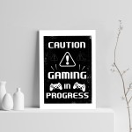 Beware Gaming Sign Boys Bedroom Decor Funny Gamer Gift Print