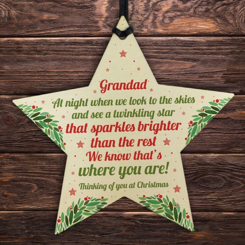 Christmas Star Tree Bauble Decoration Xmas Memorial Grandad Gift