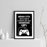 Levelled Up Funny Gaming Sign For Boys Bedroom Man Cave Framed