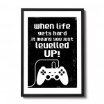 Levelled Up Funny Gaming Sign For Boys Bedroom Man Cave Framed