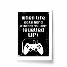Levelled Up Funny Gaming Sign For Boys Bedroom Man Cave Print