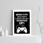 Levelled Up Funny Gaming Sign For Boys Bedroom Man Cave Print