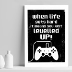 Levelled Up Funny Gaming Sign For Boys Bedroom Man Cave Print