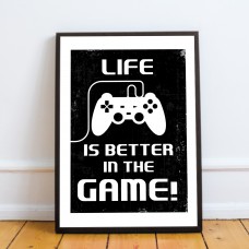 Funny Gaming Sign Retro Gaming Print Framed For Boys Bedroom 