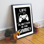 Funny Gaming Sign Retro Gaming Print Framed For Boys Bedroom 