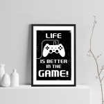 Funny Gaming Sign Retro Gaming Print Framed For Boys Bedroom 