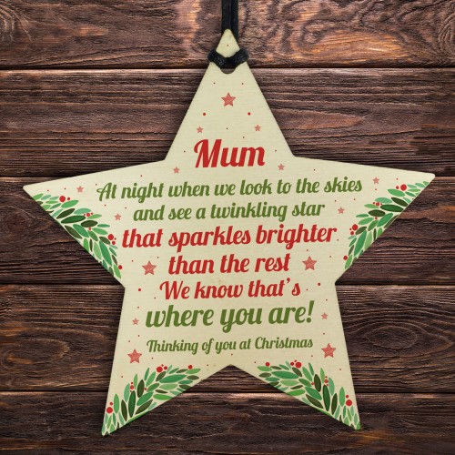 Christmas Star Tree Bauble Decoration Xmas Memorial Gift For Mum