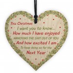 Funny Christmas Gift For Friend Wood Heart Bauble Gift Boyfriend
