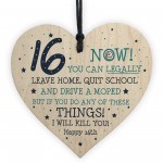 Funny 16th Birthday Gift Hanging Wood Heart Daughter Son Gifts