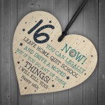 Funny 16th Birthday Gift Hanging Wood Heart Daughter Son Gifts