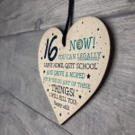 Funny 16th Birthday Gift Hanging Wood Heart Daughter Son Gifts