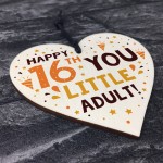 Funny 16th Birthday Card Wooden Hanging Heart Sixteenth Gift