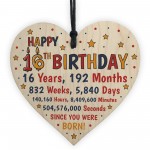 16th Birthday Gift For Daughter Son Wood Hanging Heart Sixteenth