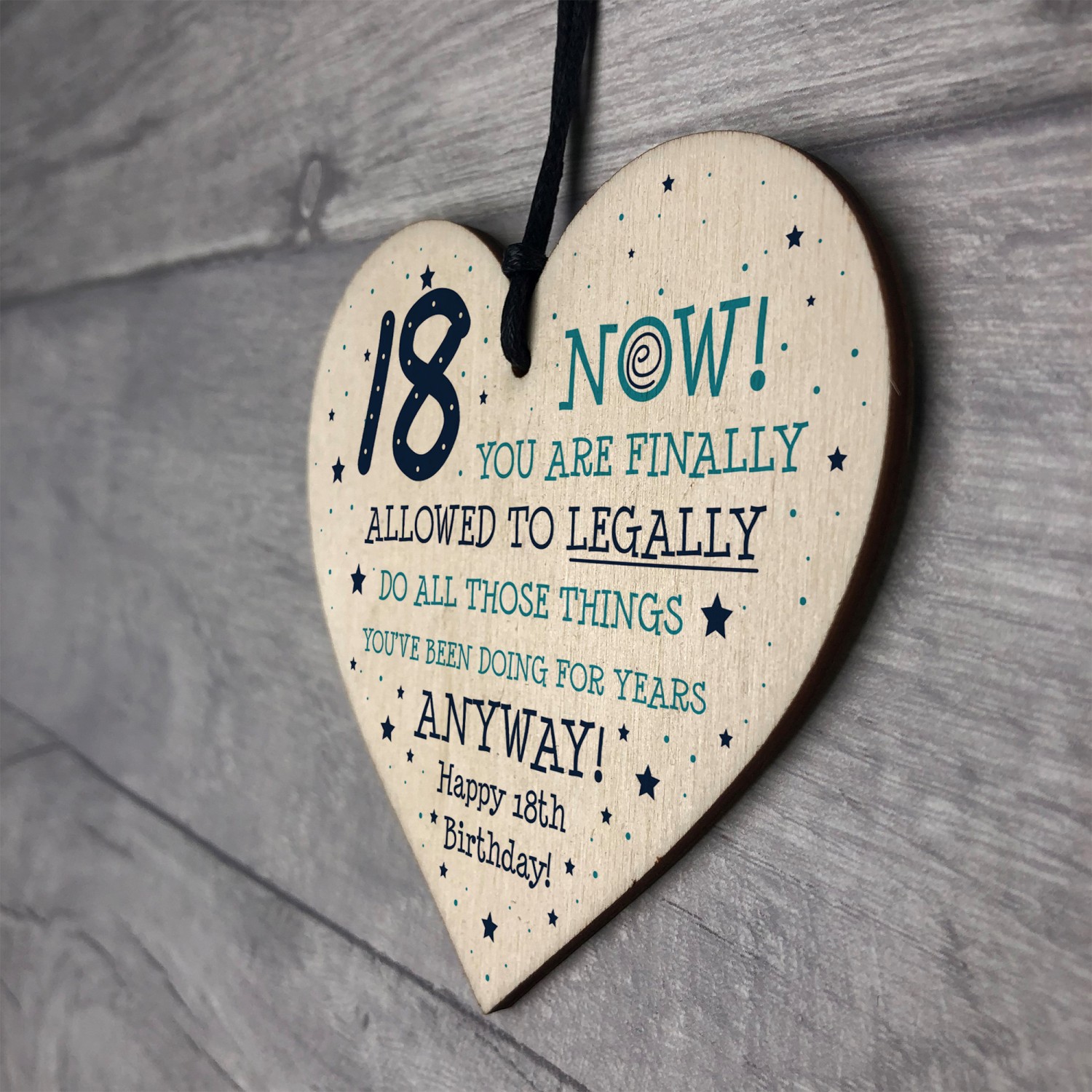 Funny 18th Birthday Gift Hanging Wood Heart Daughter Son Gifts