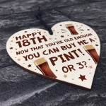 Funny 18th Birthday Gift For Son Daughter Wood Heart Alcohol