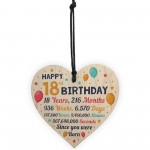 18th Birthday Gift For Daughter Son Wooden Hanging Heart 18 