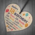 18th Birthday Gift For Daughter Son Wooden Hanging Heart 18 