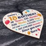 18th Birthday Gift For Daughter Son Wooden Hanging Heart 18 