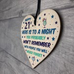 21st Birthday Gift Funny Wooden Hanging Heart Decoration 21 Sign