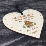 1st Christmas In New Home Bauble Wooden Heart 1st Xmas Bauble