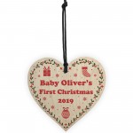 1st Christmas Gift For Baby Personalised Wooden Heart Tree Decor