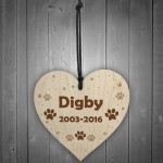 In Memory Of Pet Dog Cat Bereavement Wooden Heart Memorial 