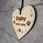 In Memory Of Pet Dog Cat Bereavement Wooden Heart Memorial 