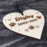 In Memory Of Pet Dog Cat Bereavement Wooden Heart Memorial 